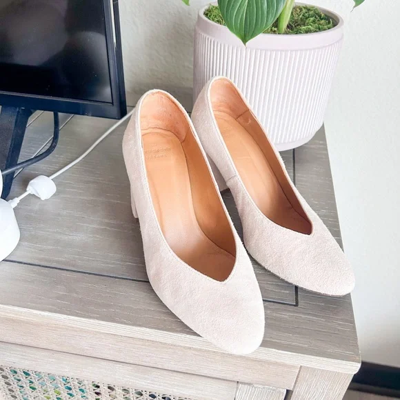 SEZANE Women's Alice High Heel Pump Suede Leather White Size 36 - Picture 2 of 9